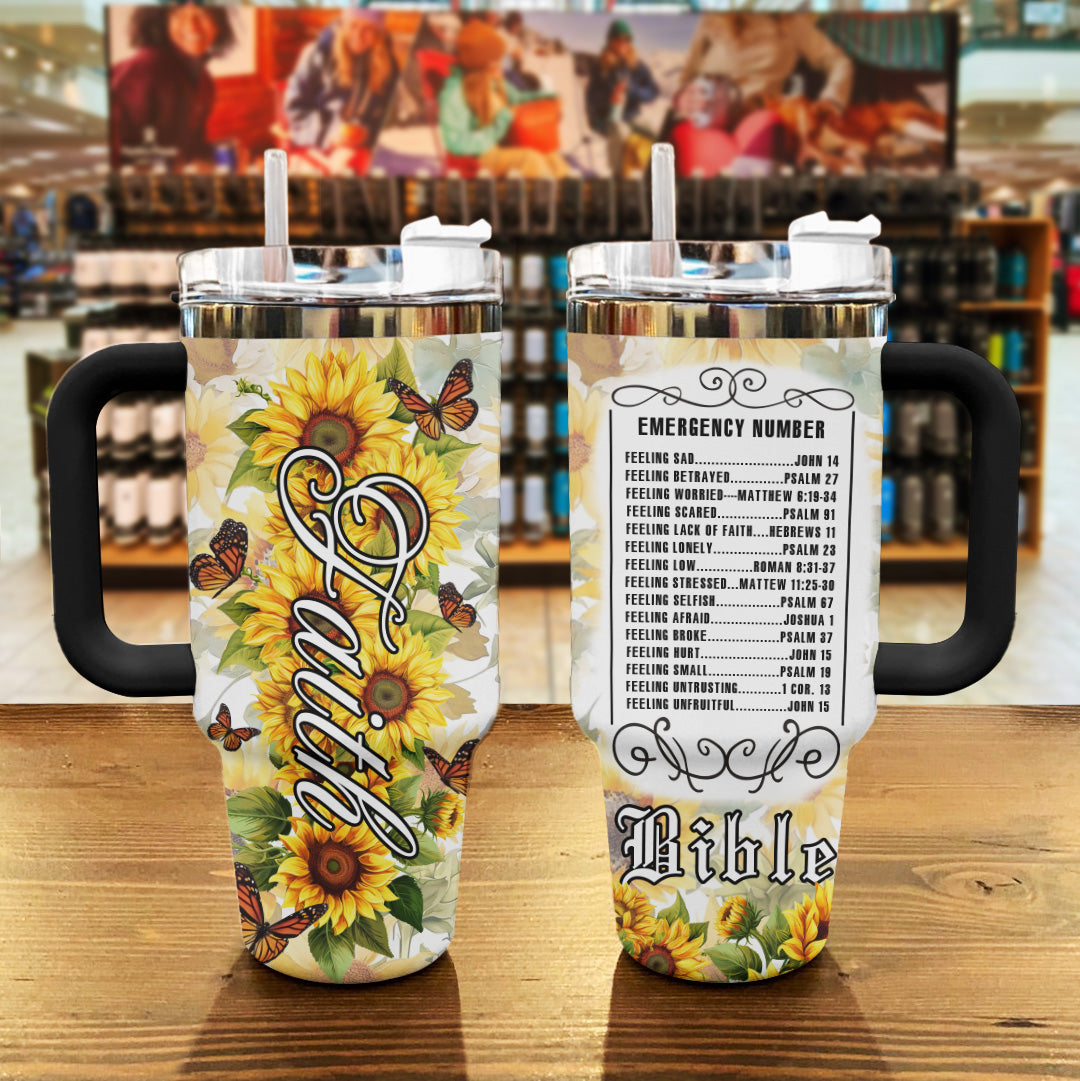 Faith 40 Oz Shineful™ Tumbler Sunflower God Nl09 Black 40Oz