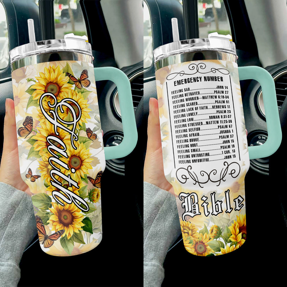 Faith 40 Oz Shineful™ Tumbler Sunflower God Nl09 Turquoise Blue 40Oz