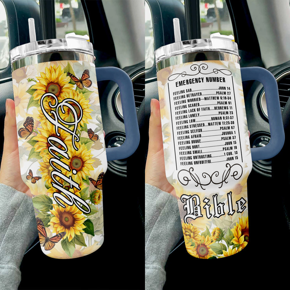 Faith 40 Oz Shineful™ Tumbler Sunflower God Nl09 Navy 40Oz