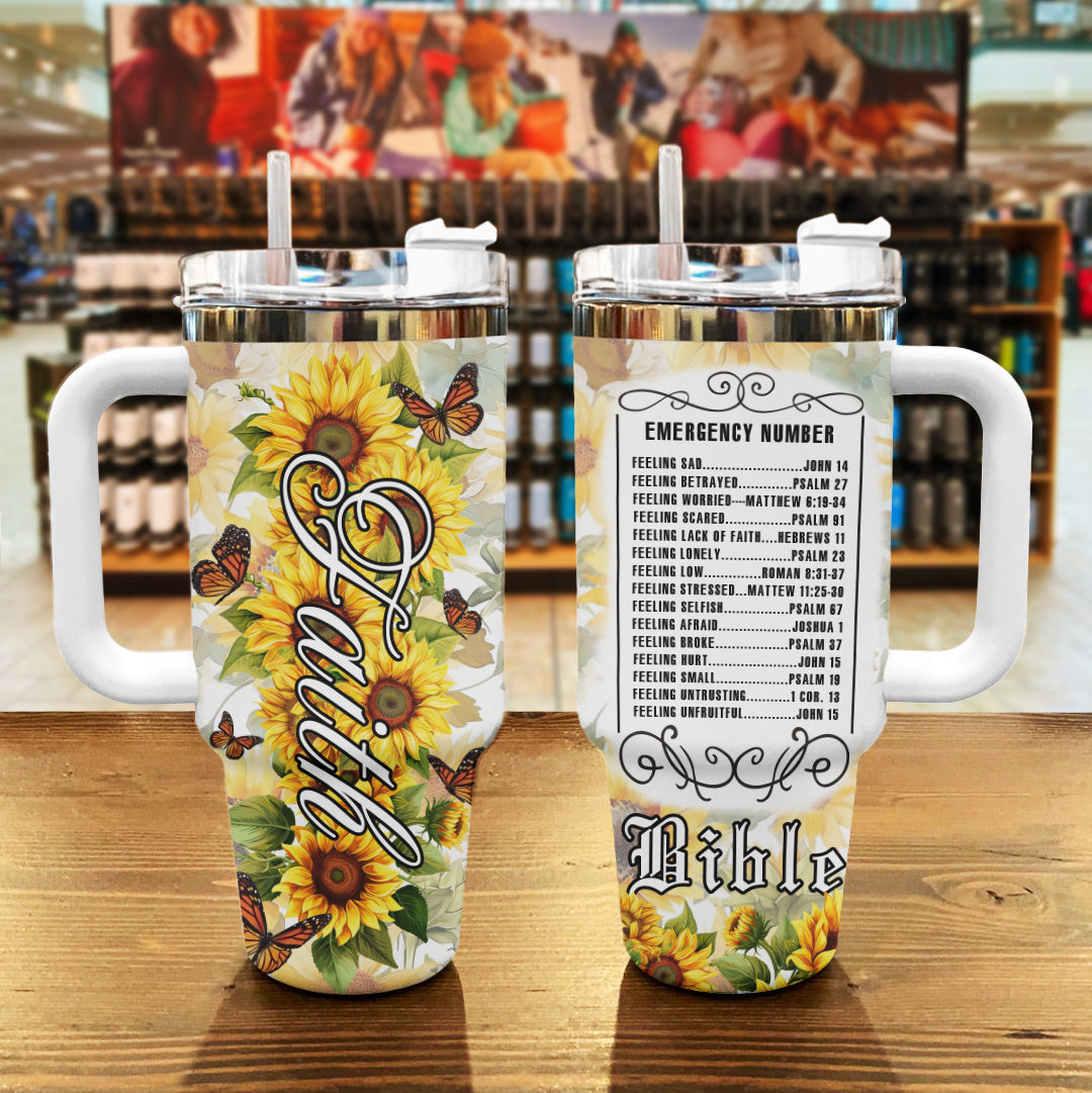 Faith 40 Oz Shineful™ Tumbler Sunflower God Nl09 White 40Oz