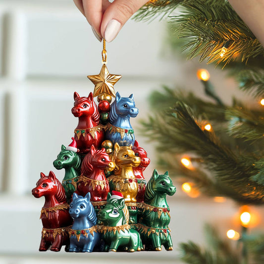 Shineful 2D Acrylic Ornament Stacked Stallions Christmas