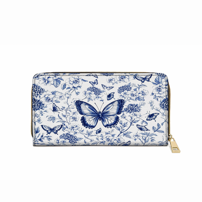 Shineful Leather Clutch Purse With Wristlet Strap Handle Papillon Reverie Toile