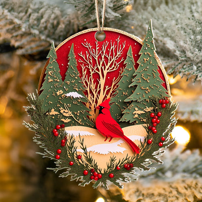 Shineful 2D Acrylic Ornament - Evergreen Cardinal