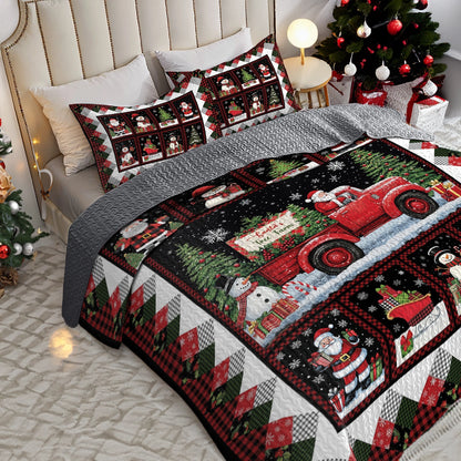 Shineful All Season Quilt 3-Piece Set - Santa's Tree Farm