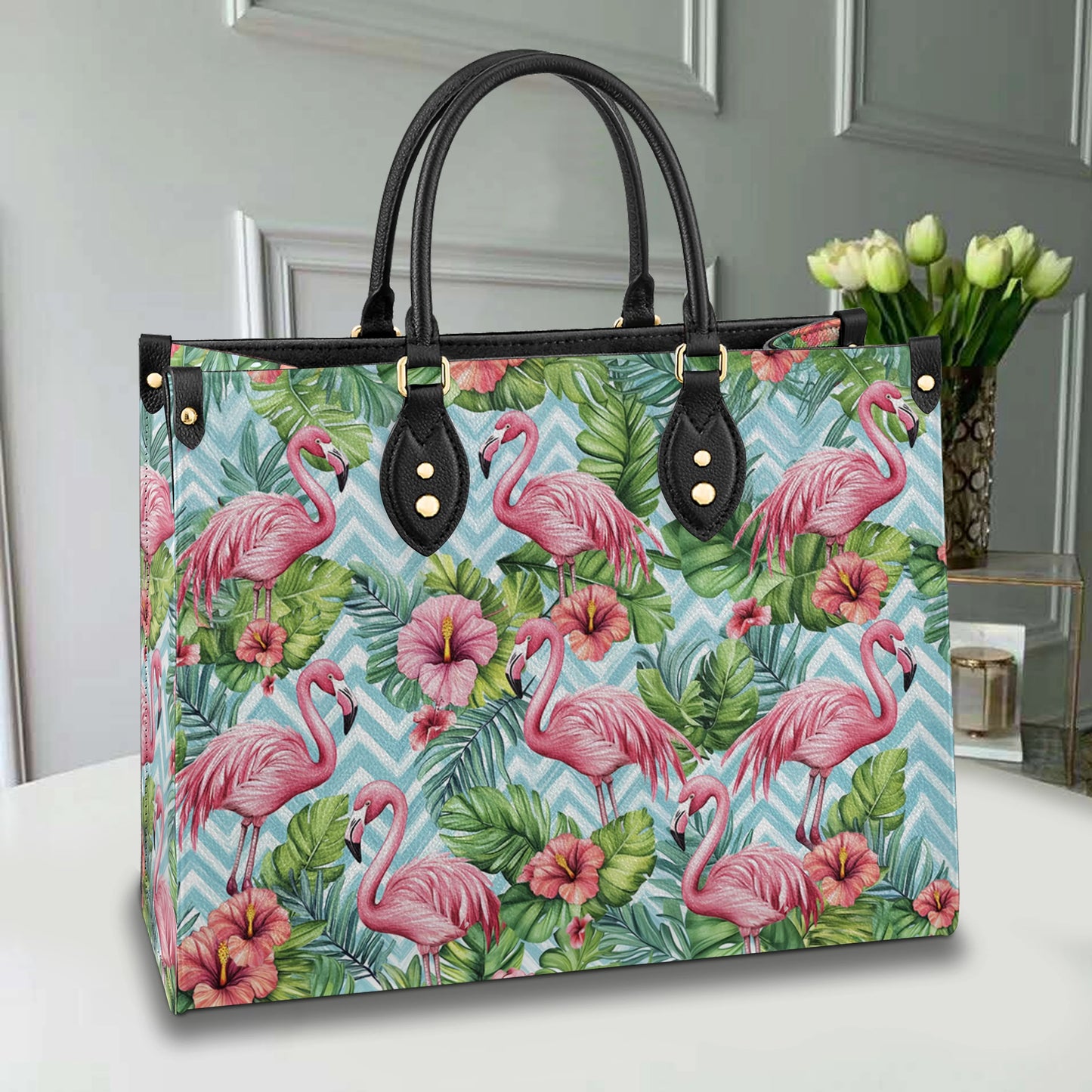 Shineful Leather Bag Tropical Flamingo Bliss