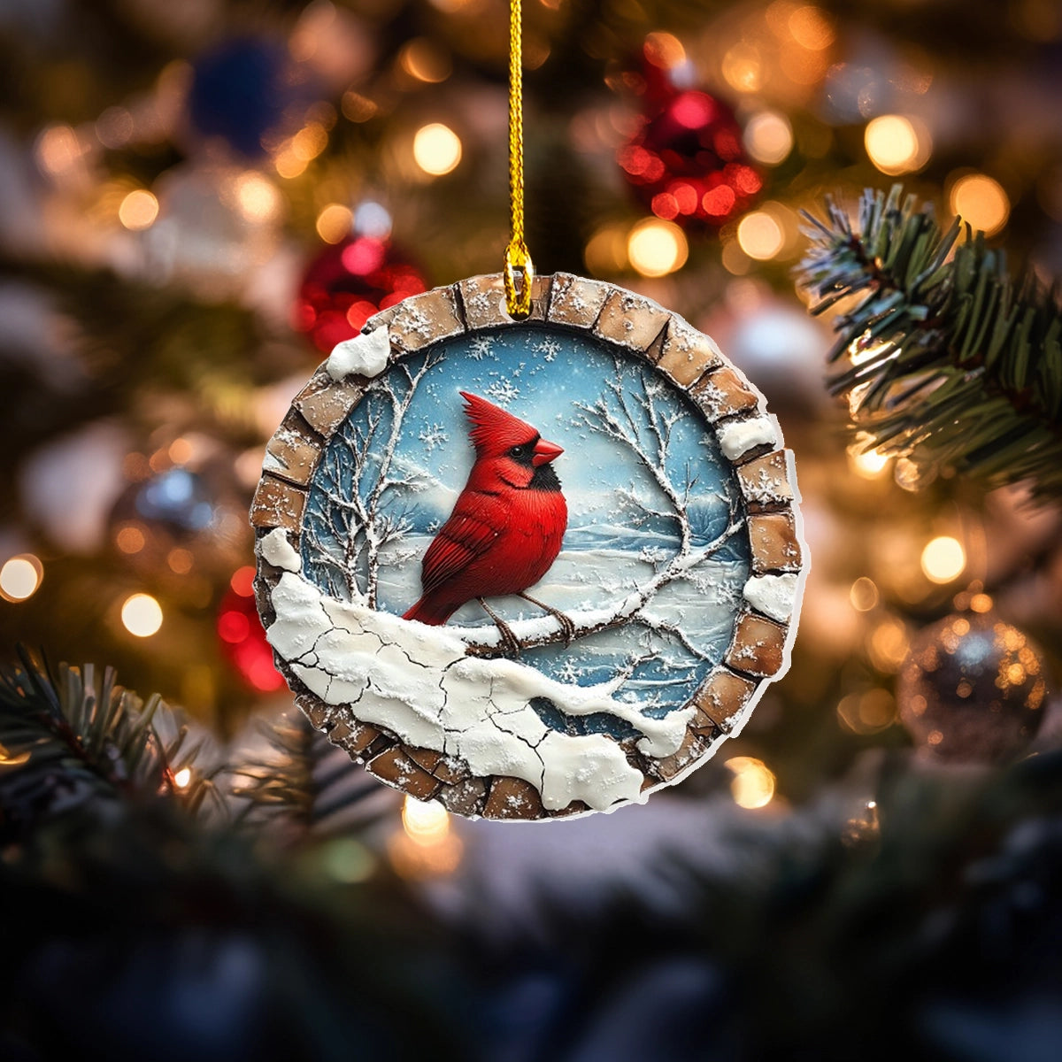 Shineful 2D Acrylic Ornament - Winter Wonderland Cardinal