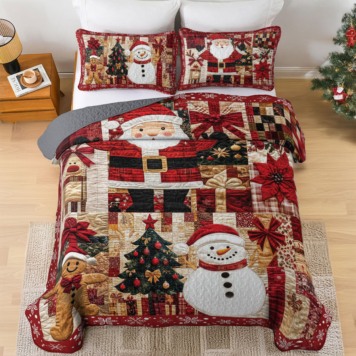 Shineful All Season Quilt 3-Piece Set - Santa's Cozy Christmas