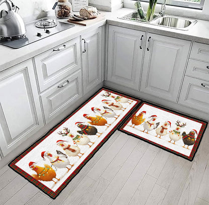 Shineful Ultra-Thin Non Skid Floor Mat, Kitchen Rugs Chicken Holiday