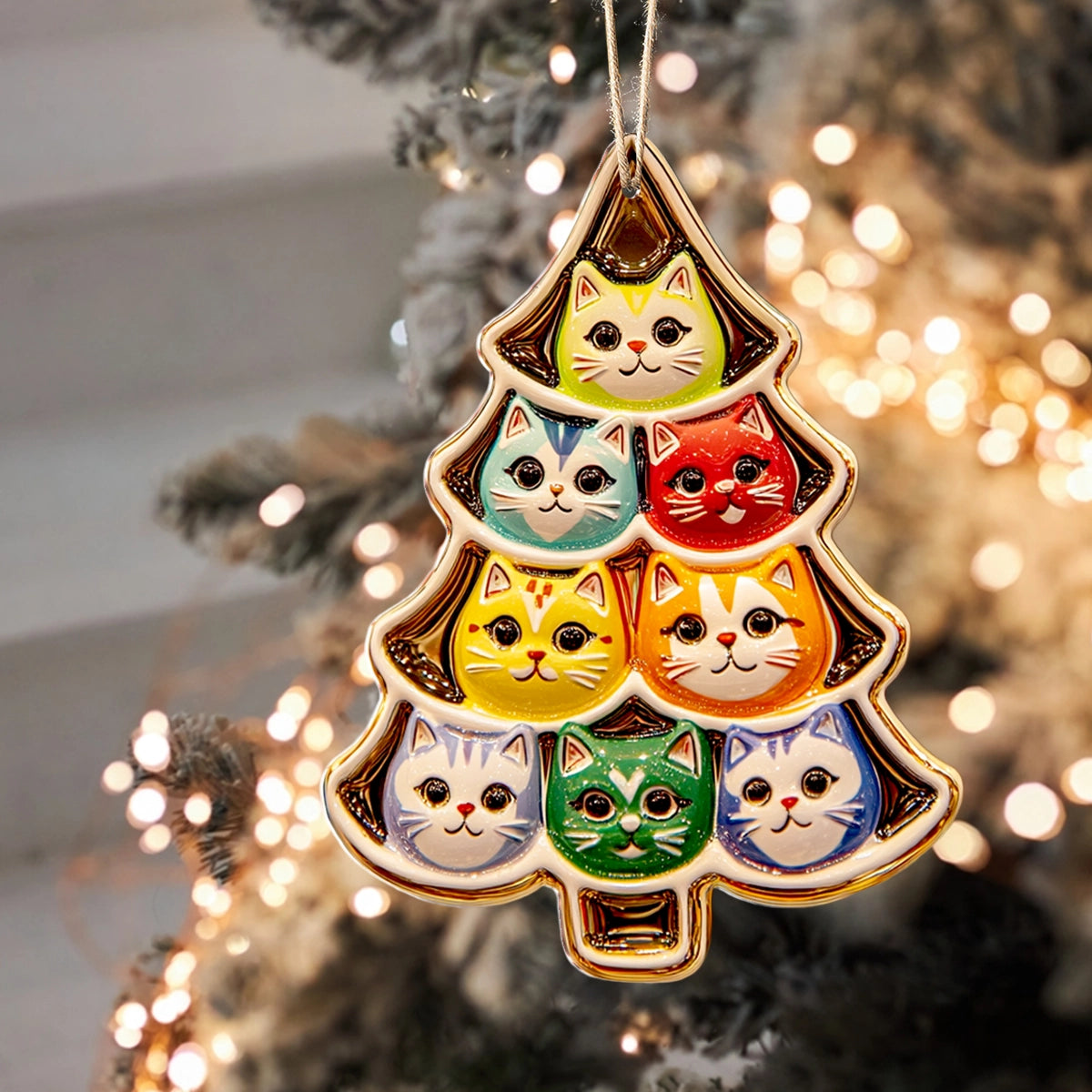 Shineful 2D Acrylic Ornament Colorful Kitty Tree