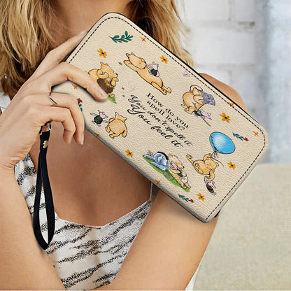 Shineful Leather Clutch Purse With Wristlet Strap Handle Pooh The Love