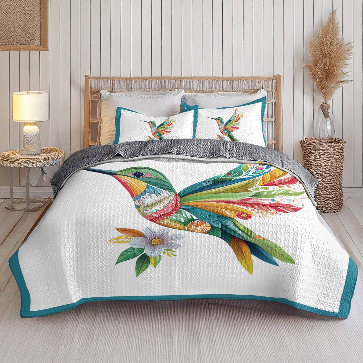 Shineful All Season Quilt 3-Piece Set - Hummingbird Whimsical Wonder