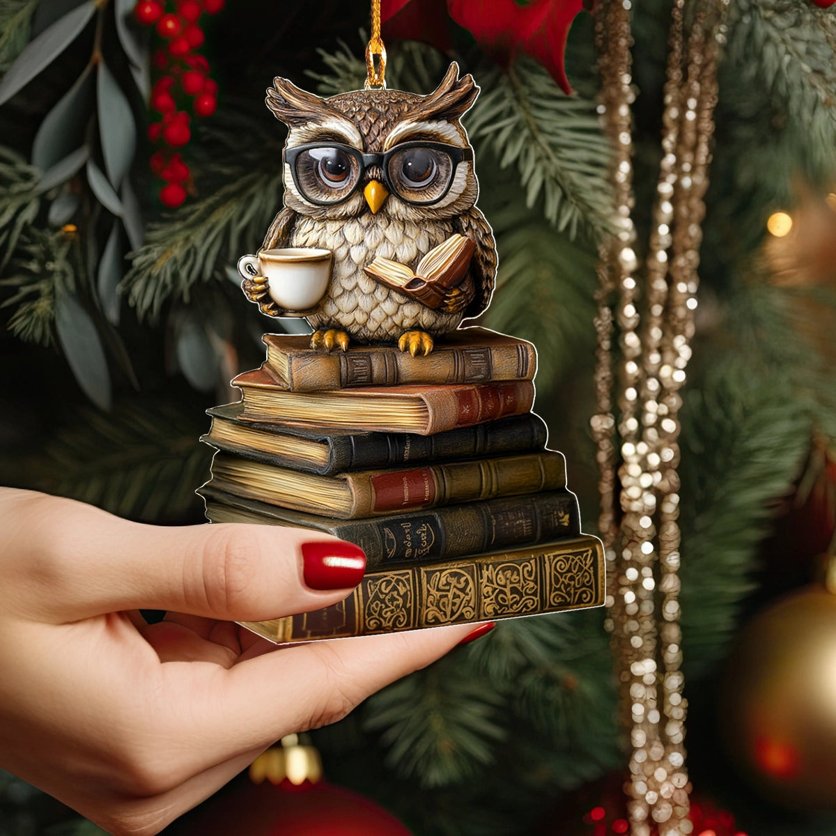 Shineful 2D Acrylic Ornament The Wise Bookworm Owl