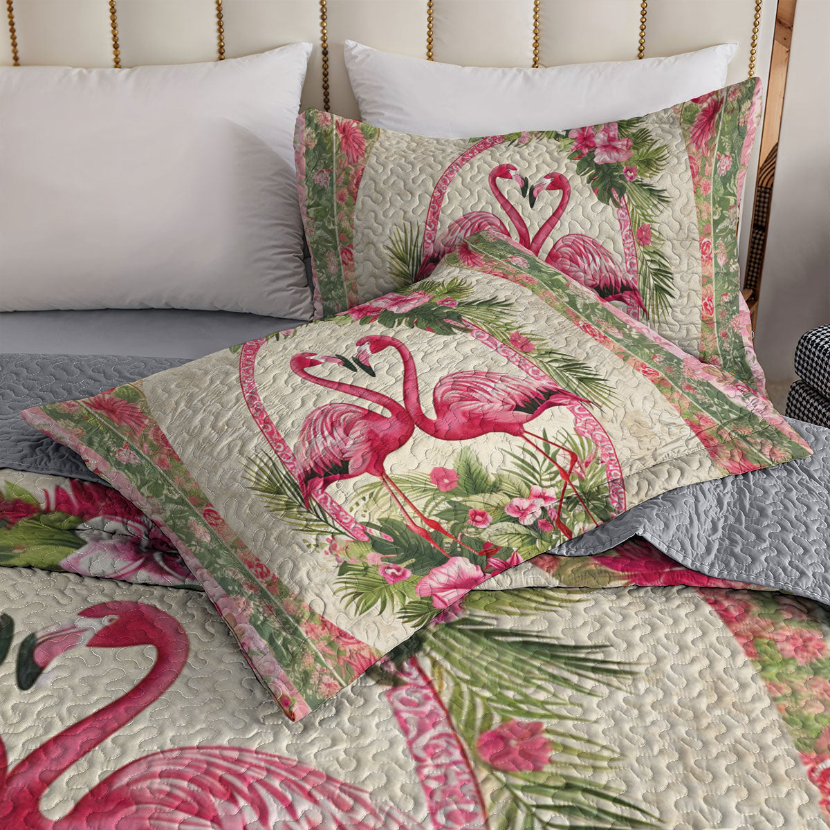 Shineful All Season Quilt 3-Piece Set Flamingo Duo Haven