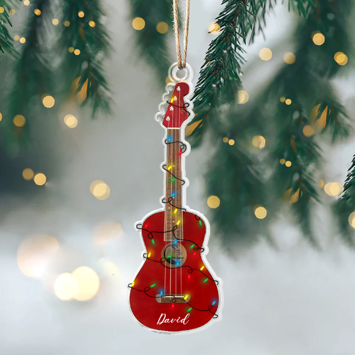 Glänzendes 2D-Acryl-Ornament – ​​Festliche Ukulele-Kollektion 