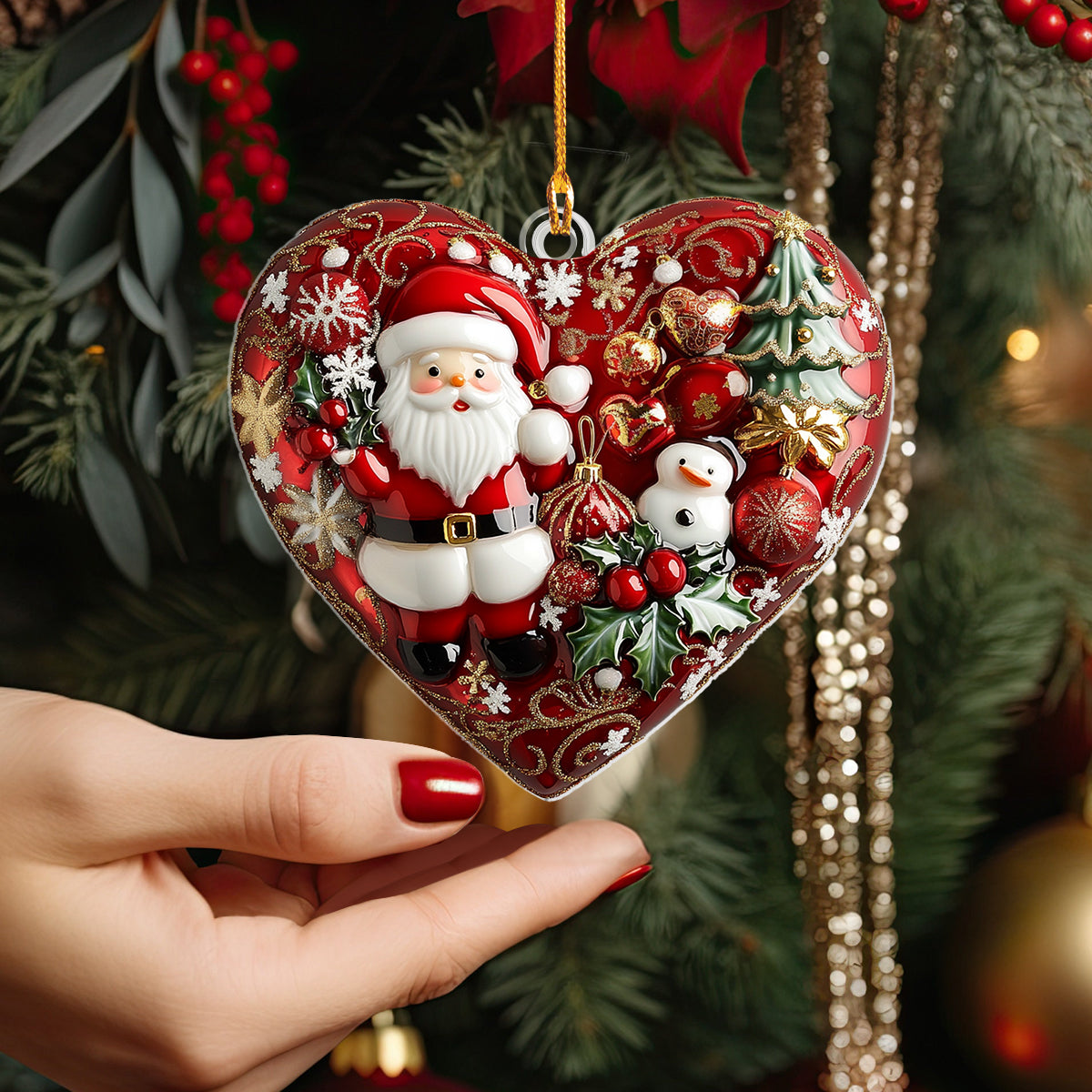 Shineful 2D Acrylic Ornament Festive Christmas Heart