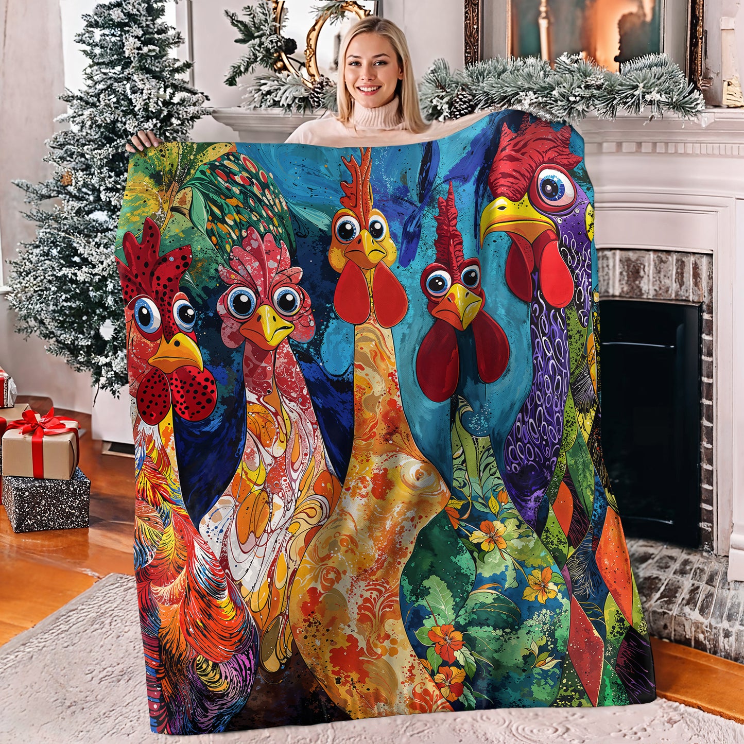 Shineful Fleece Blanket Stunning Chickens Model