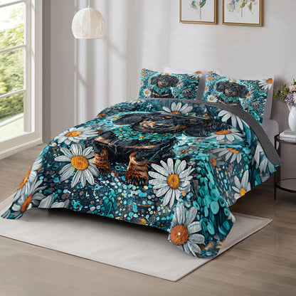 Shineful All Season Quilt 3-Piece Set - Dachshund Daisy