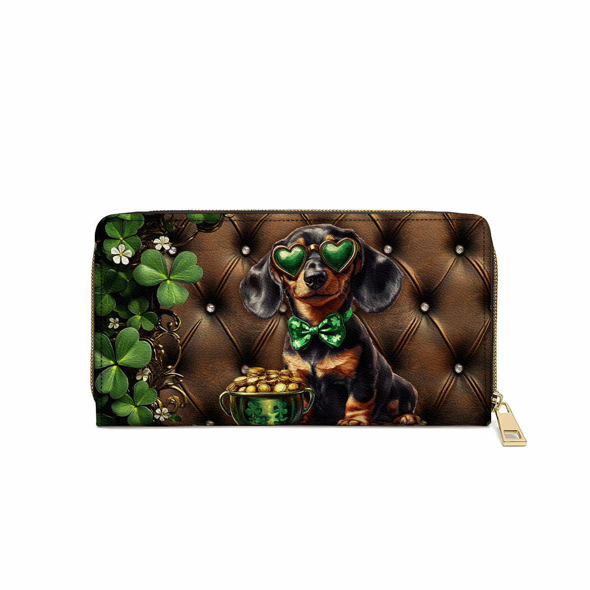 Shineful Leather Clutch Purse With Wristlet Strap Handle Lucky Paws