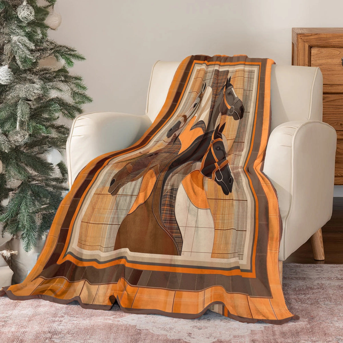 Shineful Fleece Blanket Horse Timeless Elegance