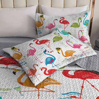 Shineful All Season Quilt 3-Piece Set Flamingo Whimsical