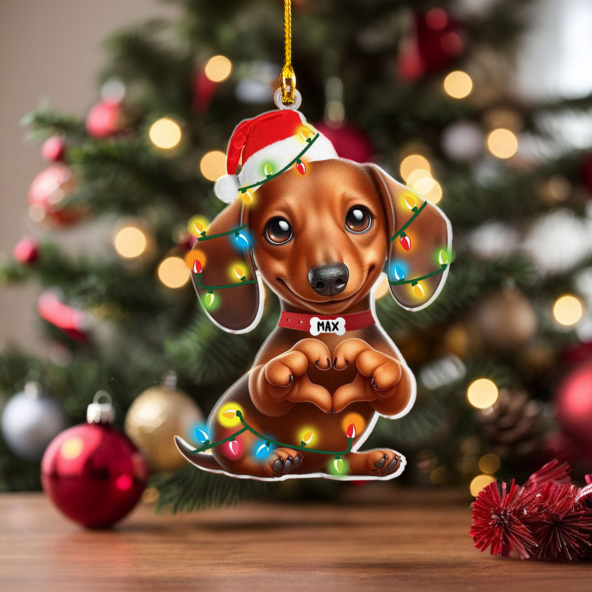 Shineful Personalized 2D Acrylic Ornament Dachshund Holiday Cheer