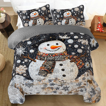 Shineful All Season Quilt 3-teiliges Set Winter Wonderland Schneemann 