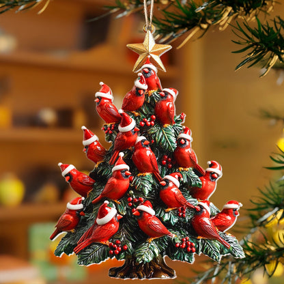 Shineful 2D Acrylic Ornament - Cardinal Christmas Tree