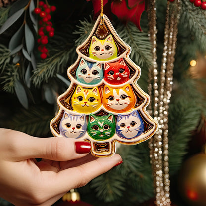 Shineful 2D Acrylic Ornament Colorful Kitty Tree