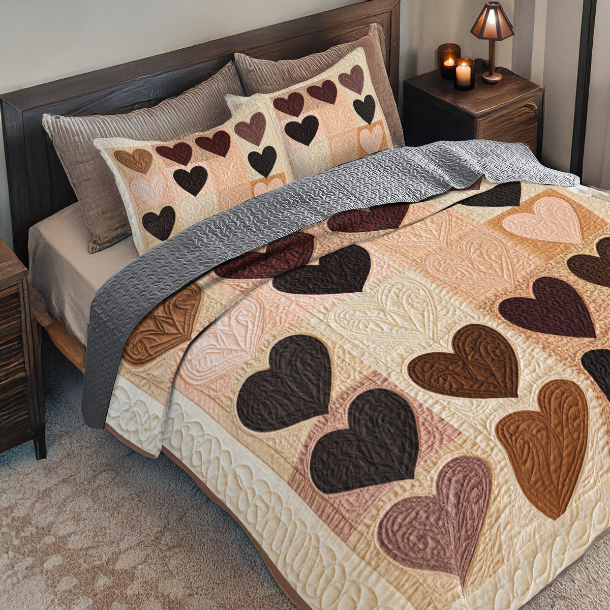 Shineful All Season Quilt 3-Piece Set - Warm Heart