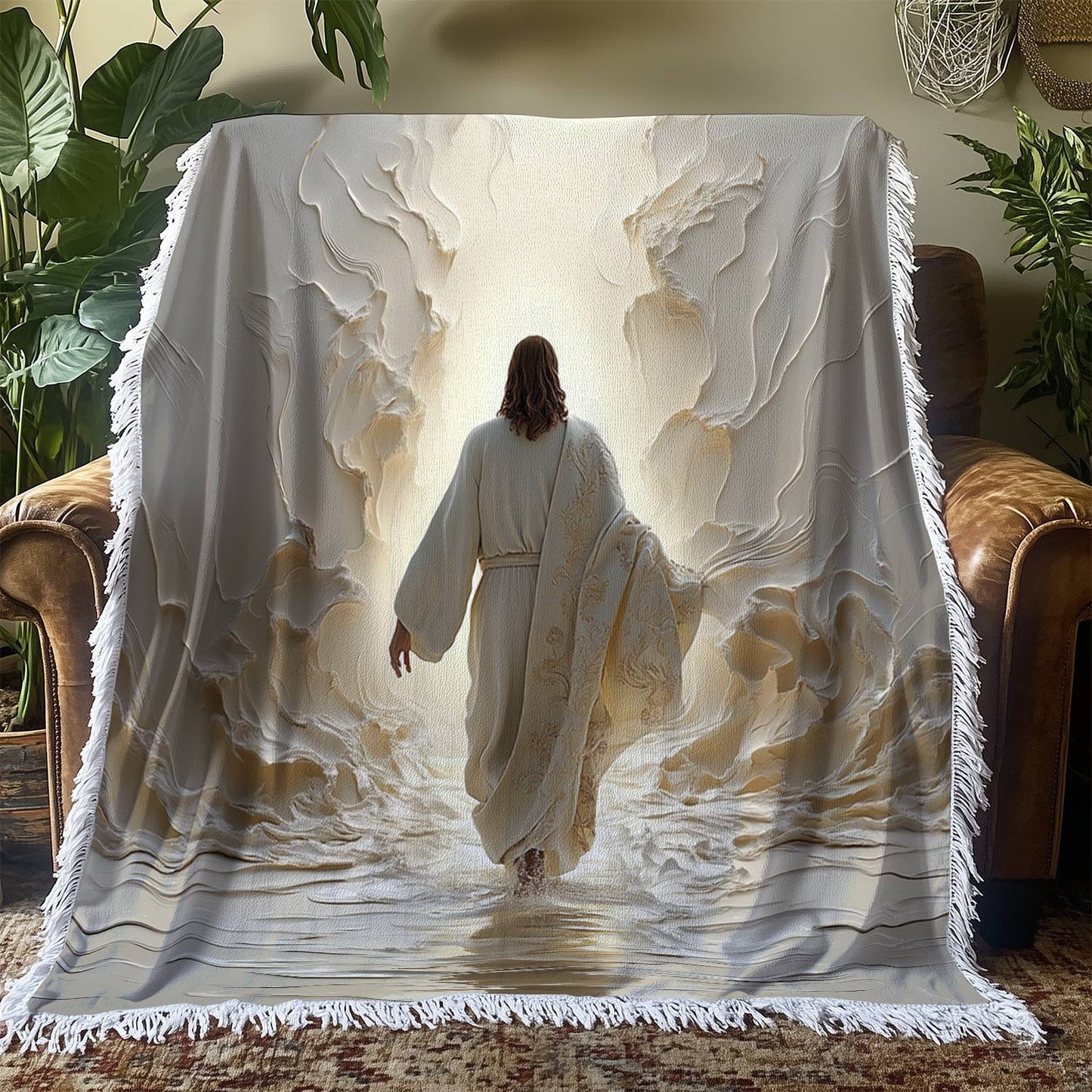 Shineful Woven Tapestry Throw Blanket Walk of Faith