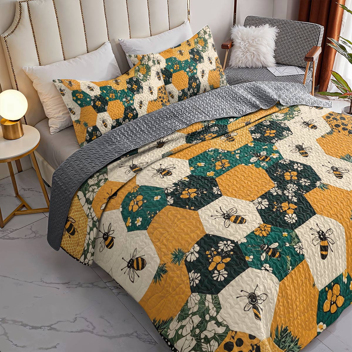 Shineful All Season Quilt 3-Piece Set - Honeycomb Haven