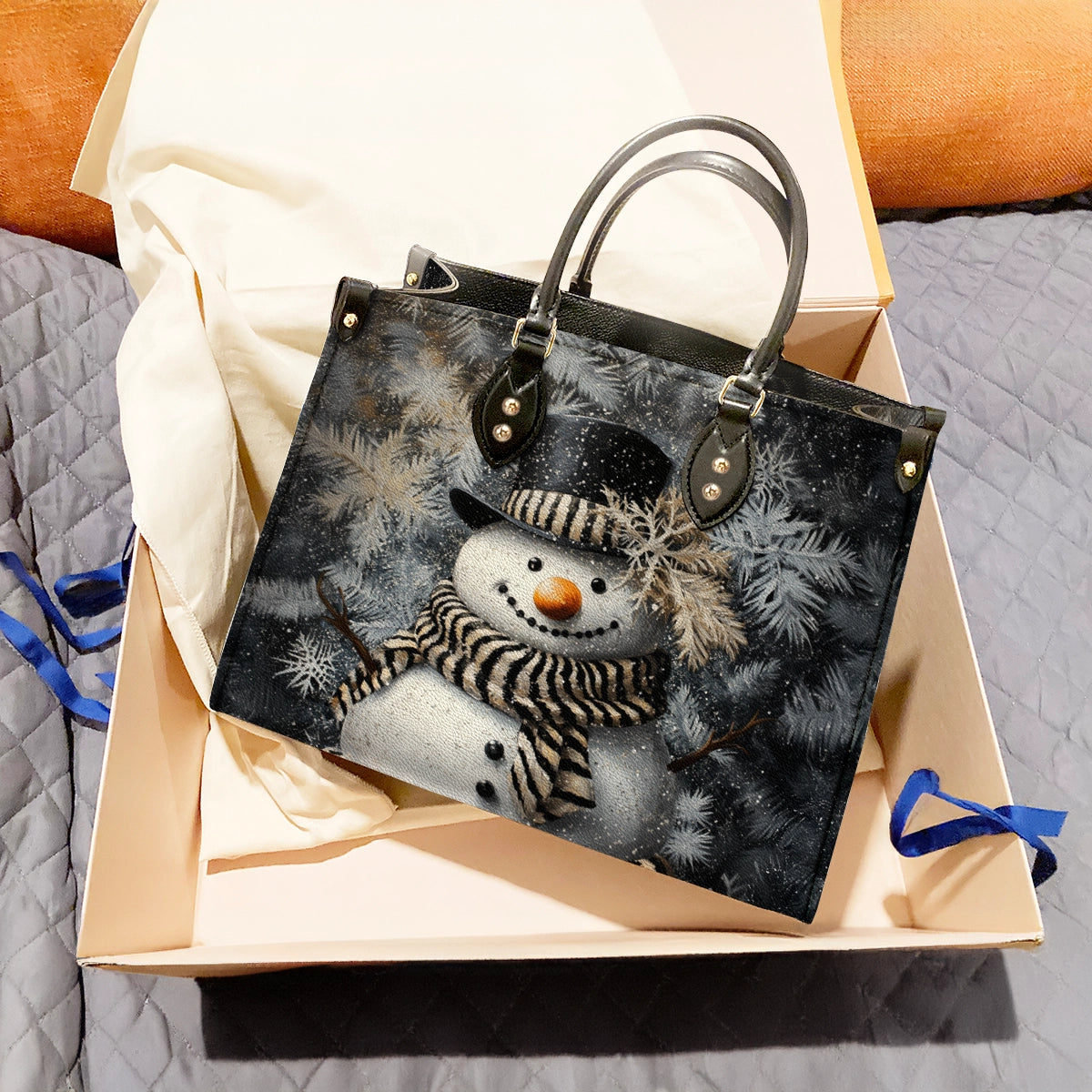 Glänzende Ledertasche Winter Charm Schneemann