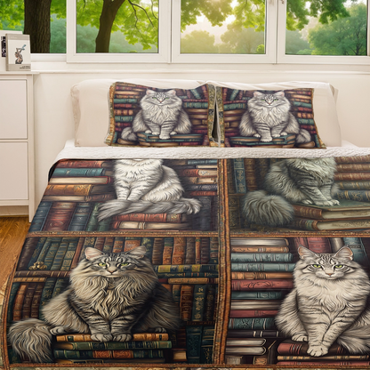 Shineful All Season Quilt 3-Piece Set - Purrfect Library Dreams