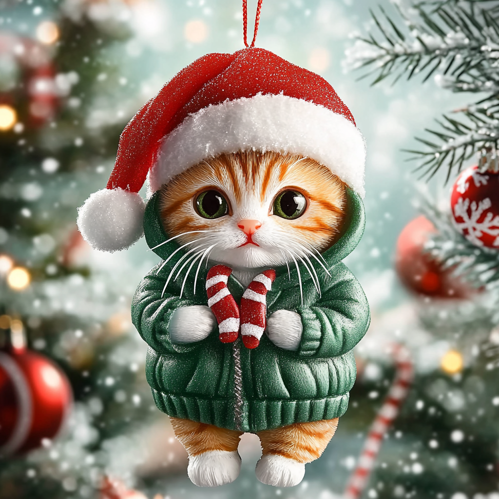 Shineful 2D Acrylic Ornament Festive Cute Cat