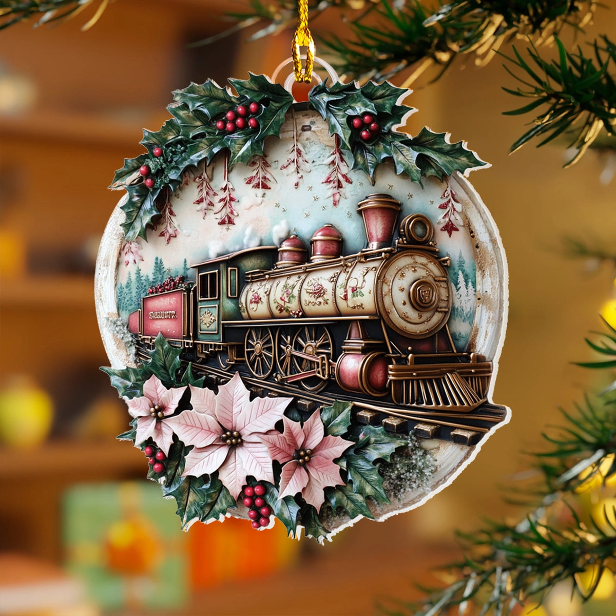 Shineful 2D Acrylic Ornament - Vintage Christmas Train