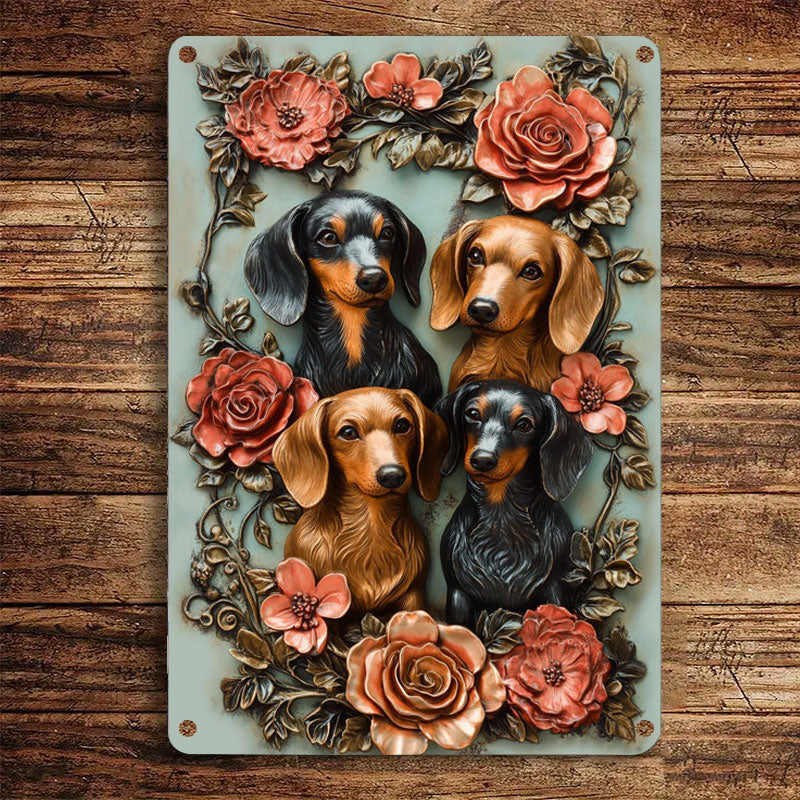 Shineful 2D Metal Sign Floral Dachshunds