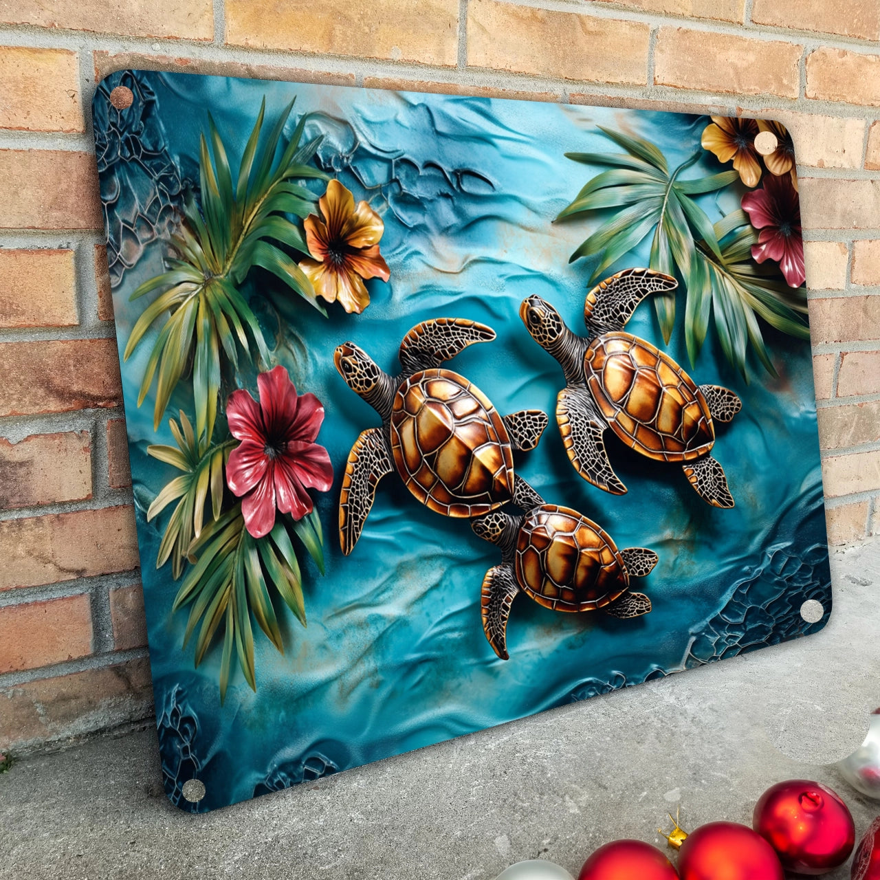 Shineful 2D Metal Sign Oceanic Sea Turtle Trio