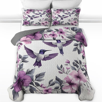 Shineful All Season Quilt 3-Piece Set Hummingbird Violet Dream V1