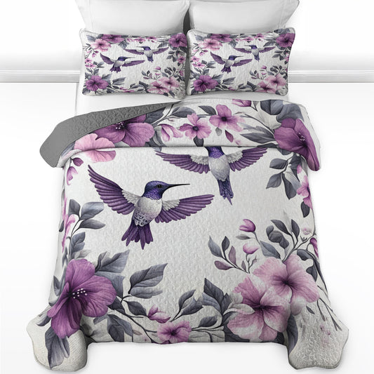 Shineful All Season Quilt 3-teiliges Set Hummingbird Violet Dream V1