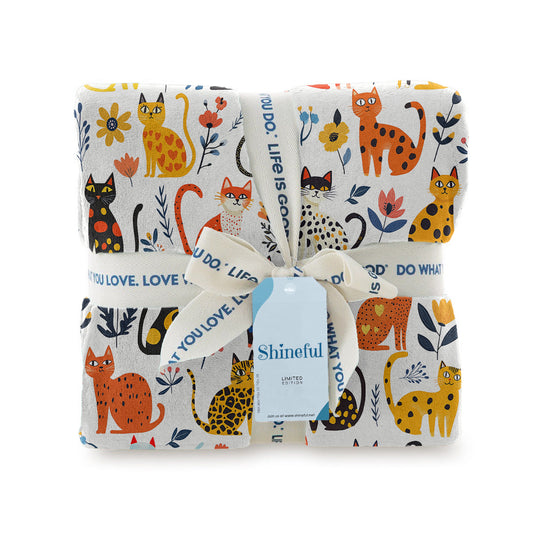 Shineful Fleece Blanket Purrfectly Feline With Floral