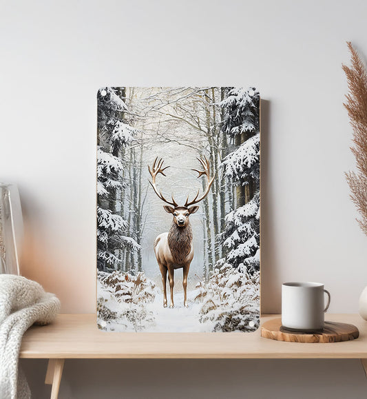 Shineful 2D Metal Sign - Majestic Stag In Winter Forest