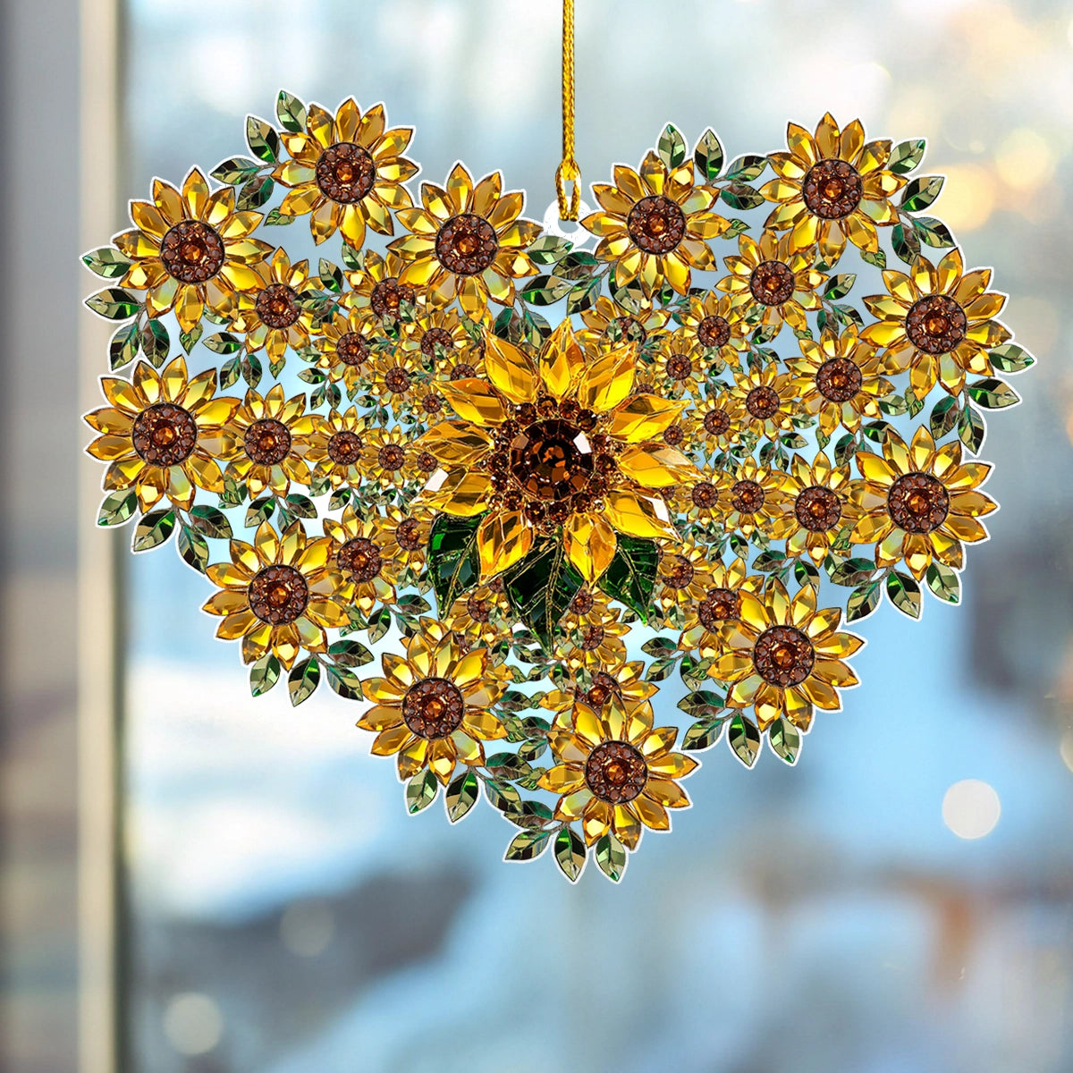 Shineful 2D Acrylic Ornament Sunflower Heart - Radiant Bloom of Love