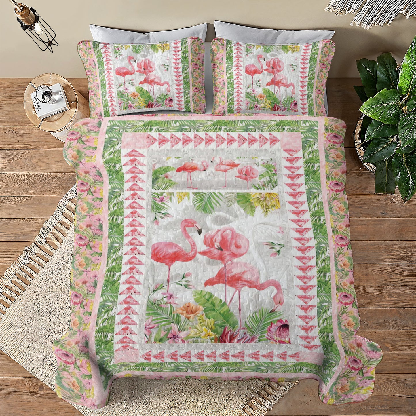 Shineful All Season Quilt 3-Piece Set Flamingo Fever