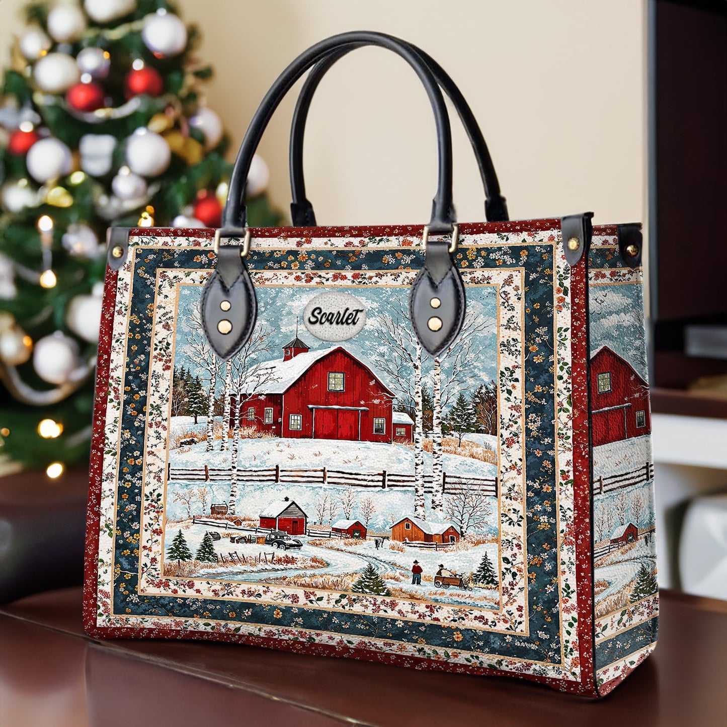 Shineful Leather Bag Red Barn Christmas