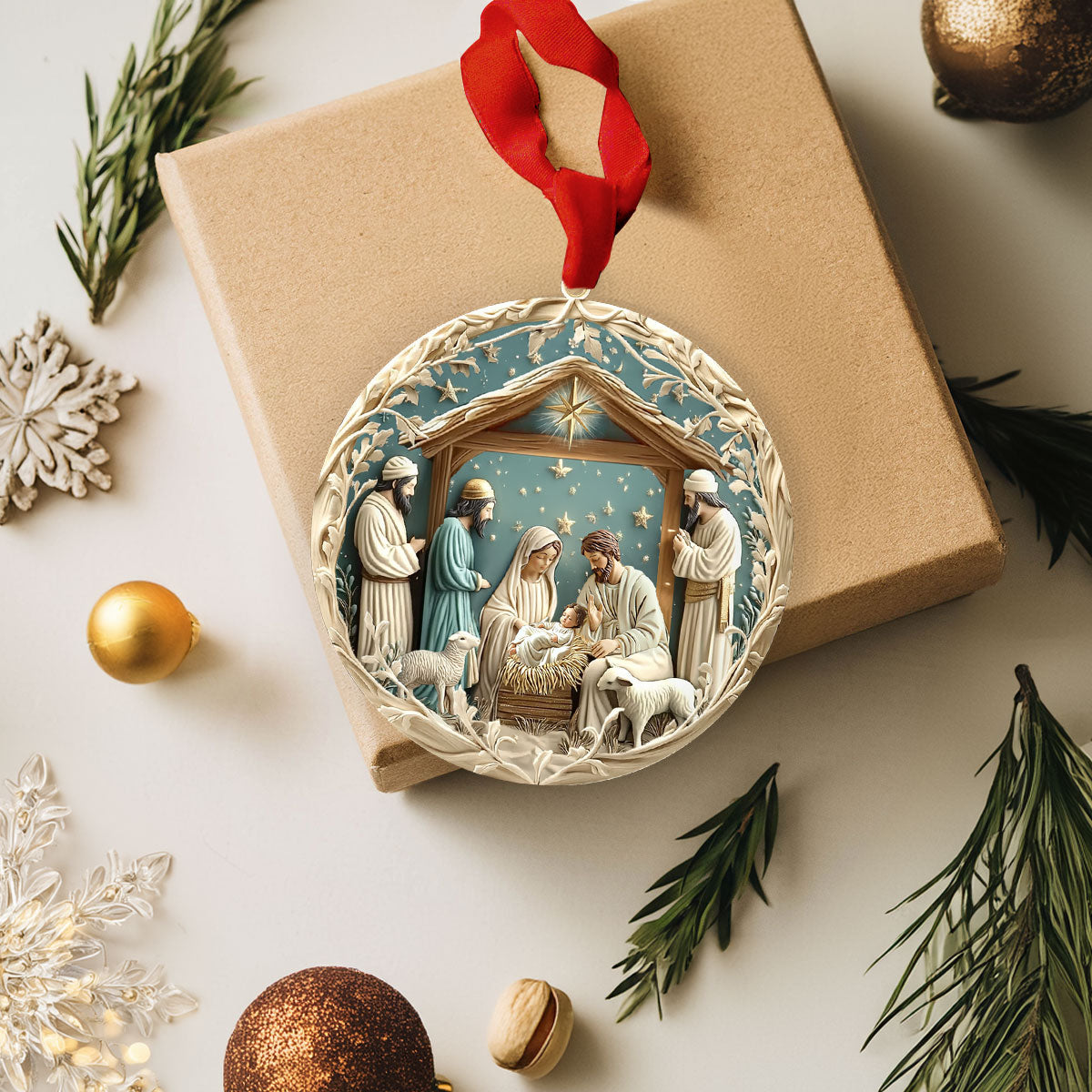 Shineful 2D Acrylic Ornament - Starry Night Adoration Nativity