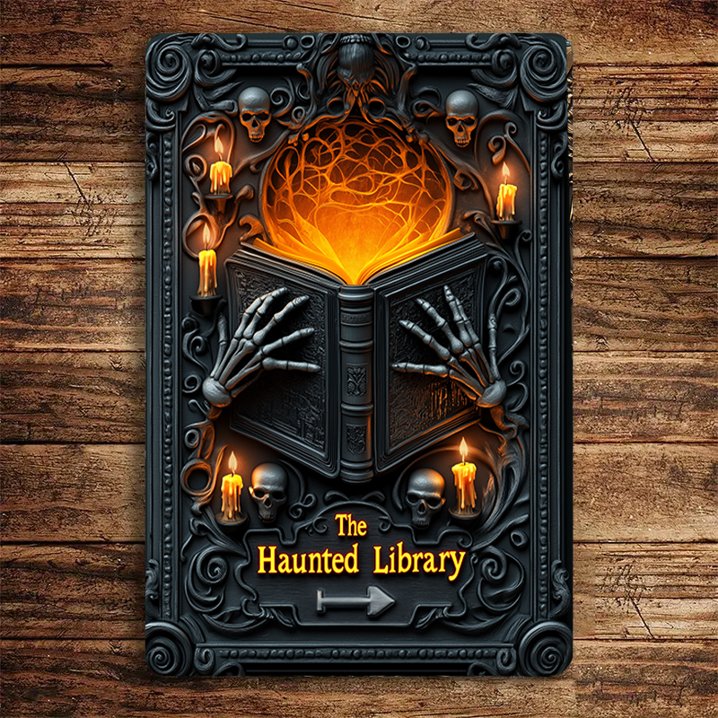 Shineful 2D Metal Sign The Haunted Library