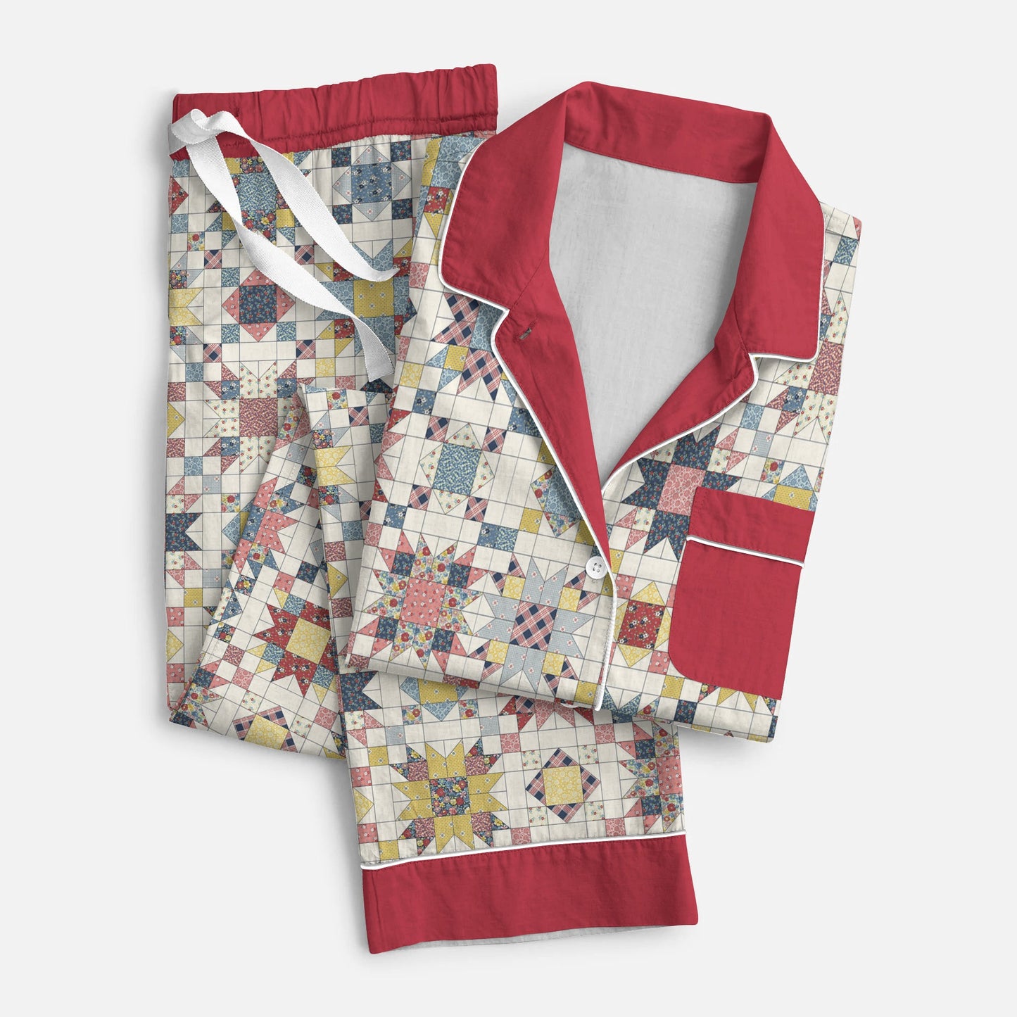 Shineful Pajama Top and Pants Cute Star Quilt