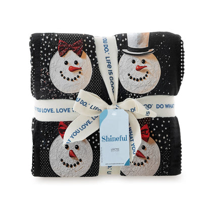 Shineful Fleece Blanket Elegant Snowman Bowtie