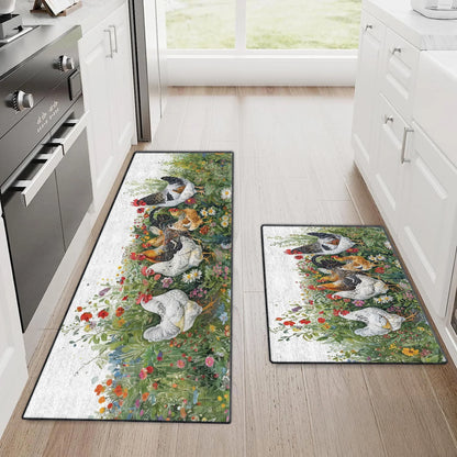 Shineful Ultra-Thin Non Skid Floor Mat, Kitchen Rugs Elegant Chicken