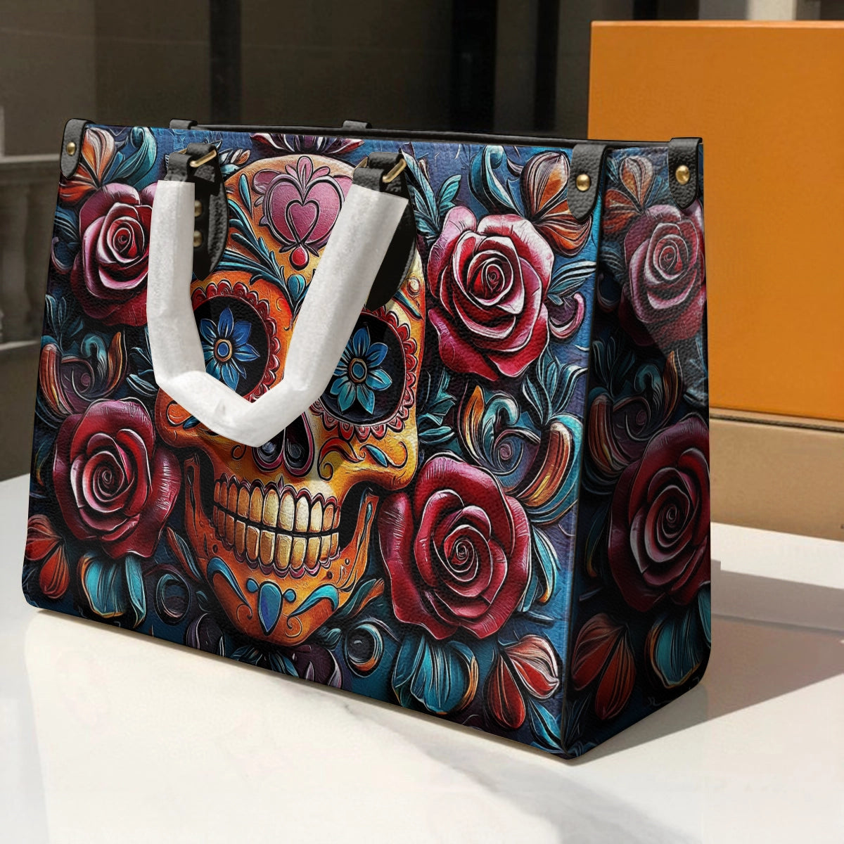 Shineful Leather Bag Vivid Skull and Roses